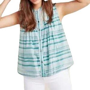 Anthropologie Current Air Green Stripe Top